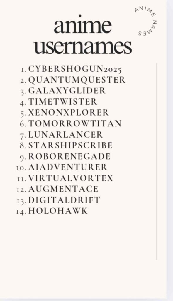 names for boys related to anime