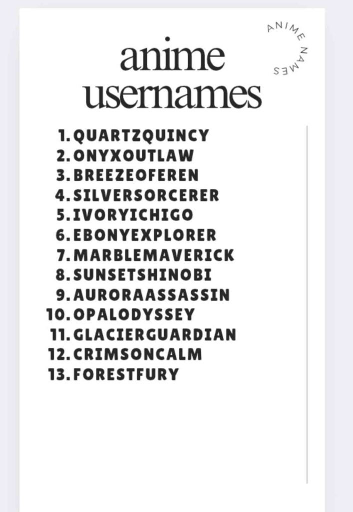 Funny anime usernames